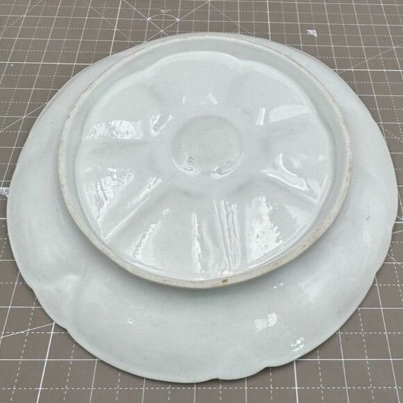 Antique Ceramic Floral Oyster Plate With Gold Trim 9 3/4" READ - Picture 3 of 6